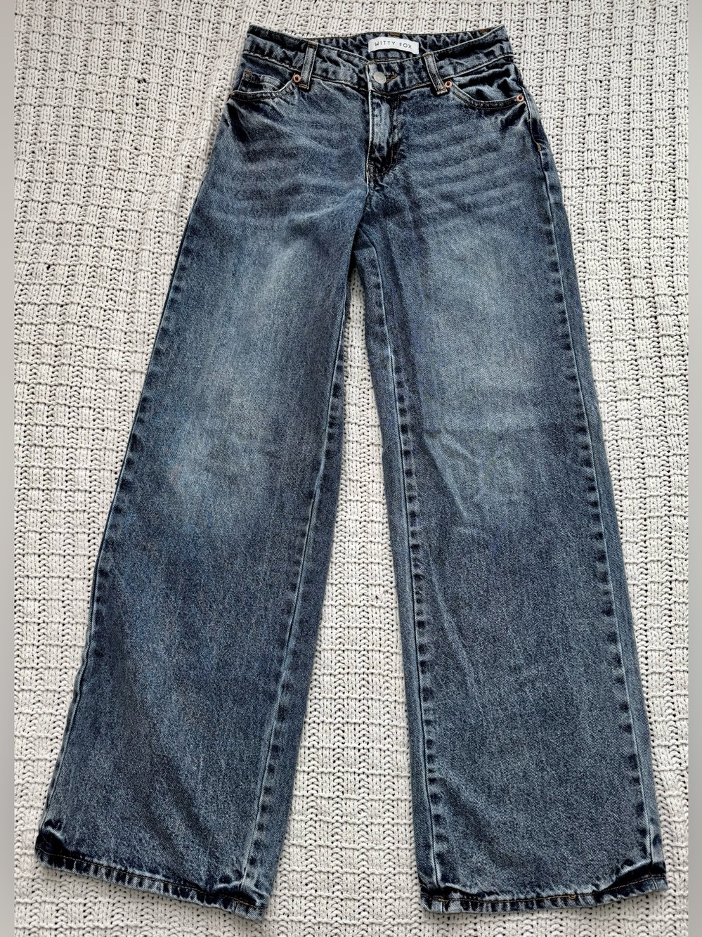 Witty Fox Classic High-Rise Wide-Leg Acid Washed Jeans - Blue #1826